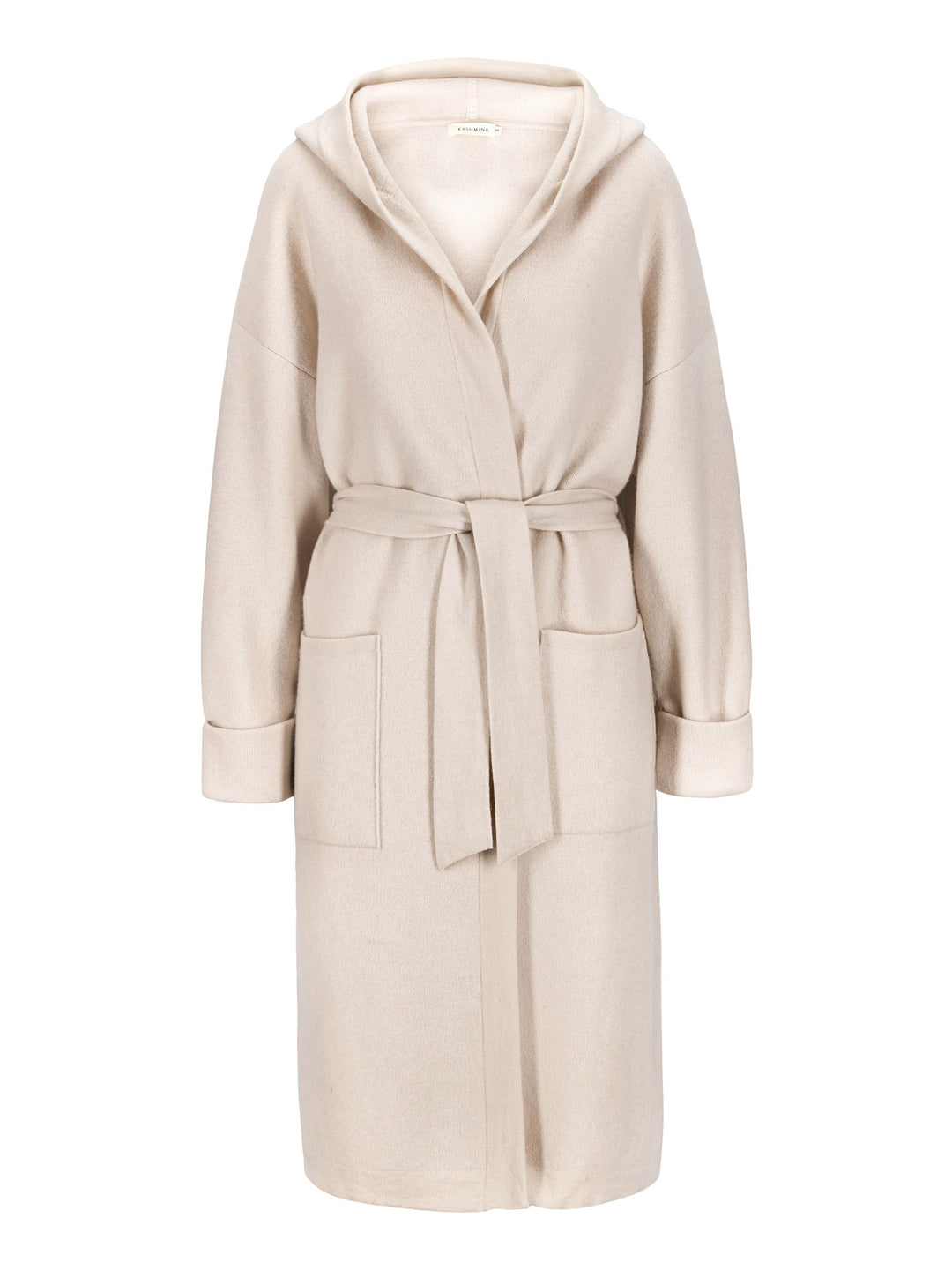 cashmere coat "Nora" with hood, from Kashmina. 100% cashmere, pearl