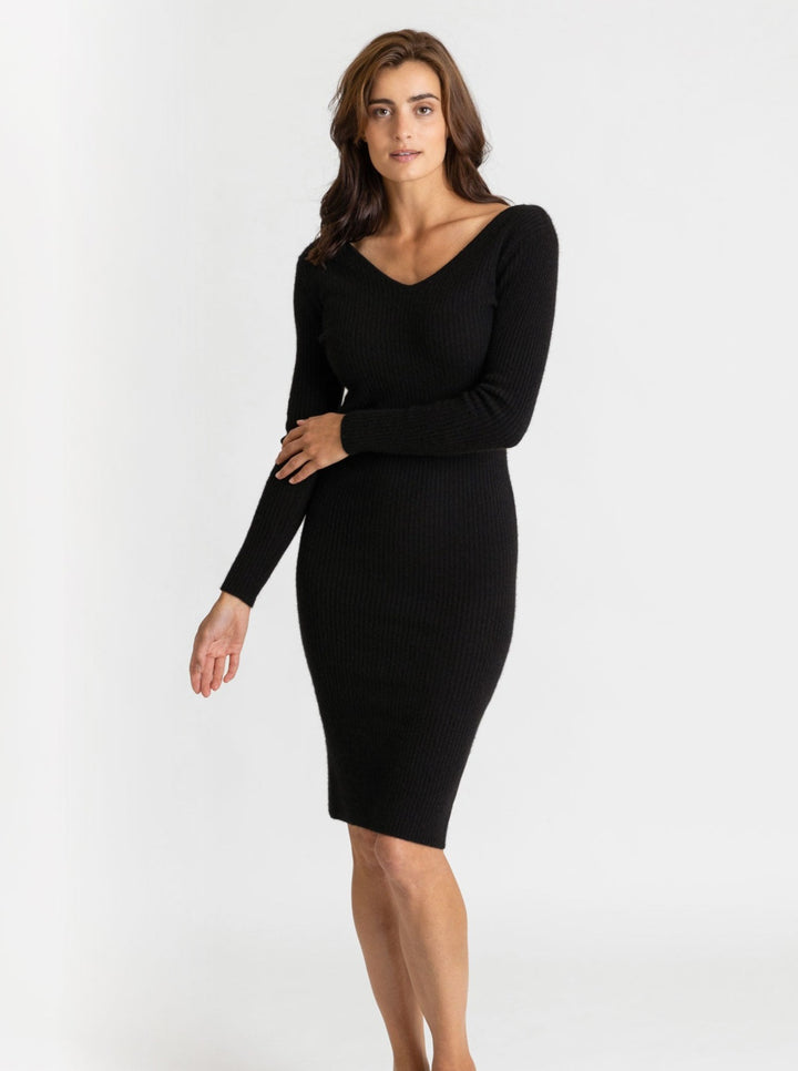 Cashmere dress "Frida", rib knitted dress in 100% cashmere from Kashmina