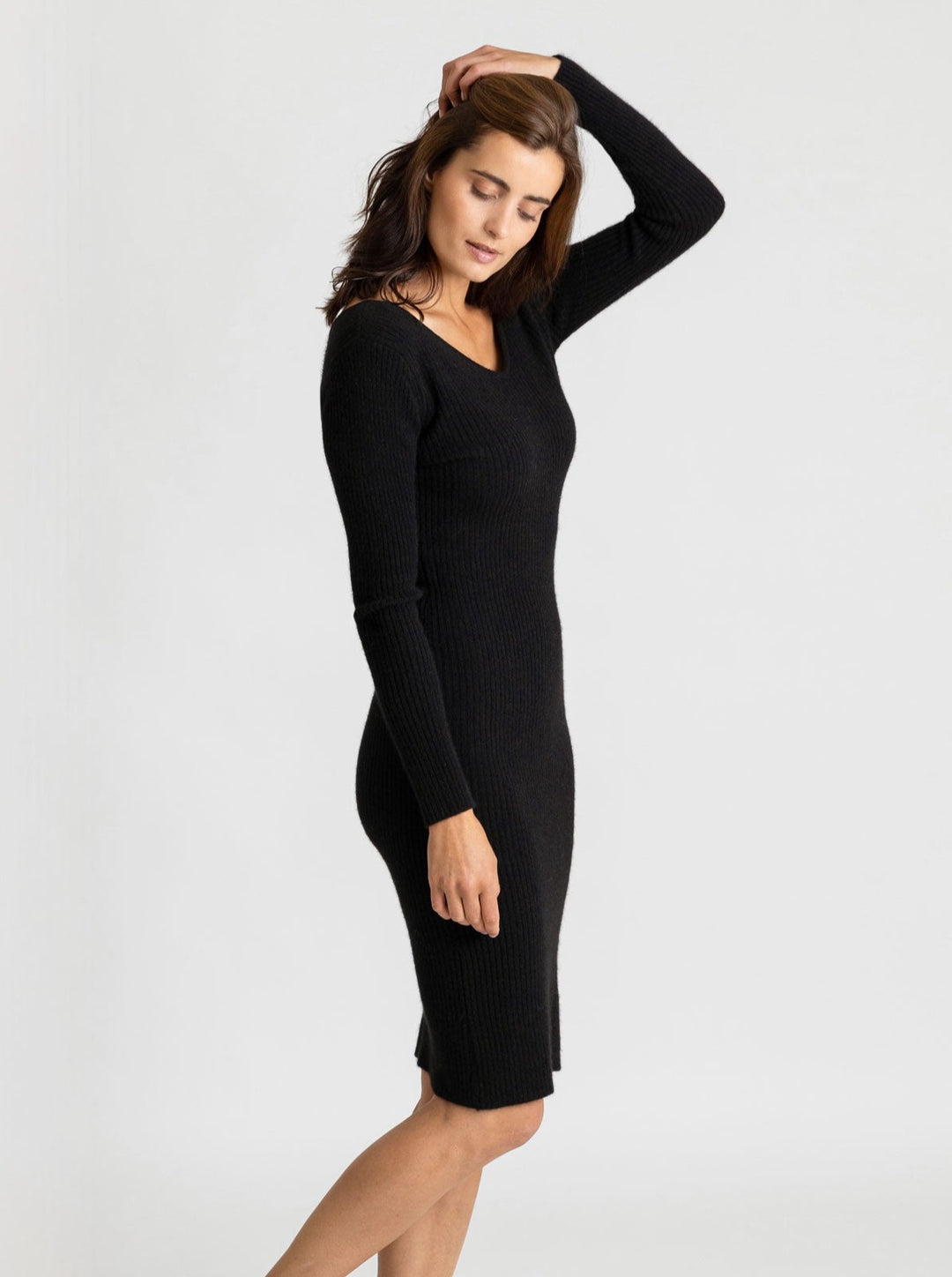 Cashmere dress "Frida", rib knitted dress in 100% cashmere from Kashmina