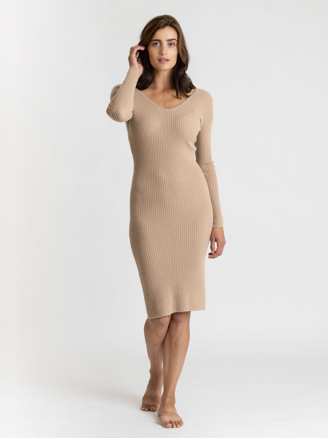  Cashmere dress "Frida", rib knitted dress in 100% cashmere from Kashmina