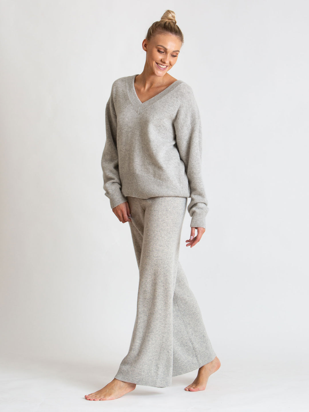 "North" cashmere pants in rib knit, 100% pure cashmere from Kashmina