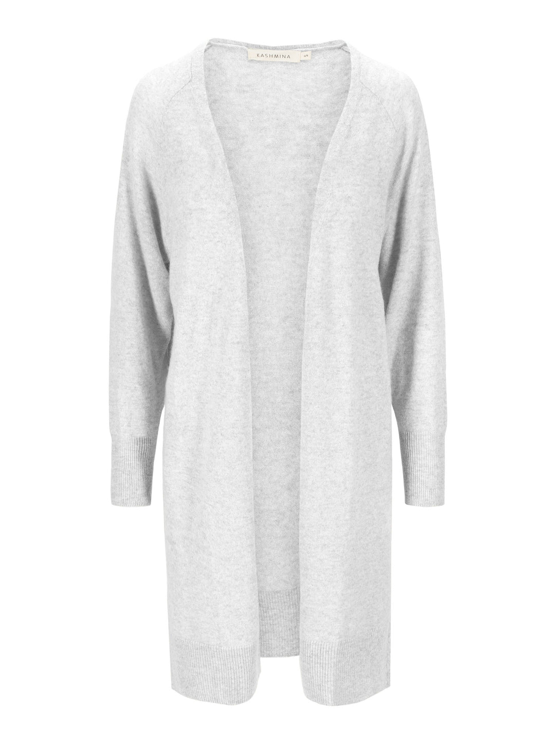 Cashmere cardigan, long, 100% pure cashmere, light, flow knee, light grey