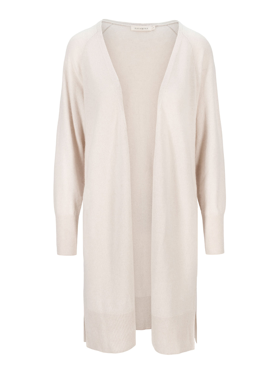 Cashmere cardigan 100% pure cashmere, natural, light, flow knee, long, pearl color