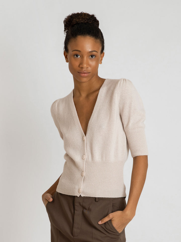 Cashmere cardigan Grace in 100% cashmere by Kashmina, color: pearl