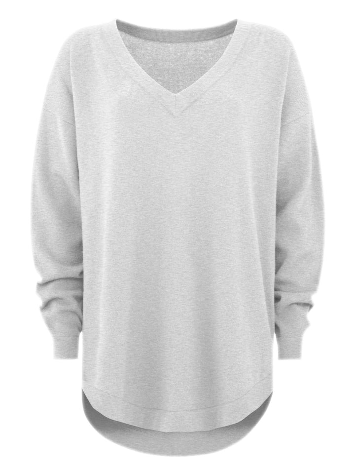 cashmere sweater v-neck from Kashmina 100% pure cashmere, light grey