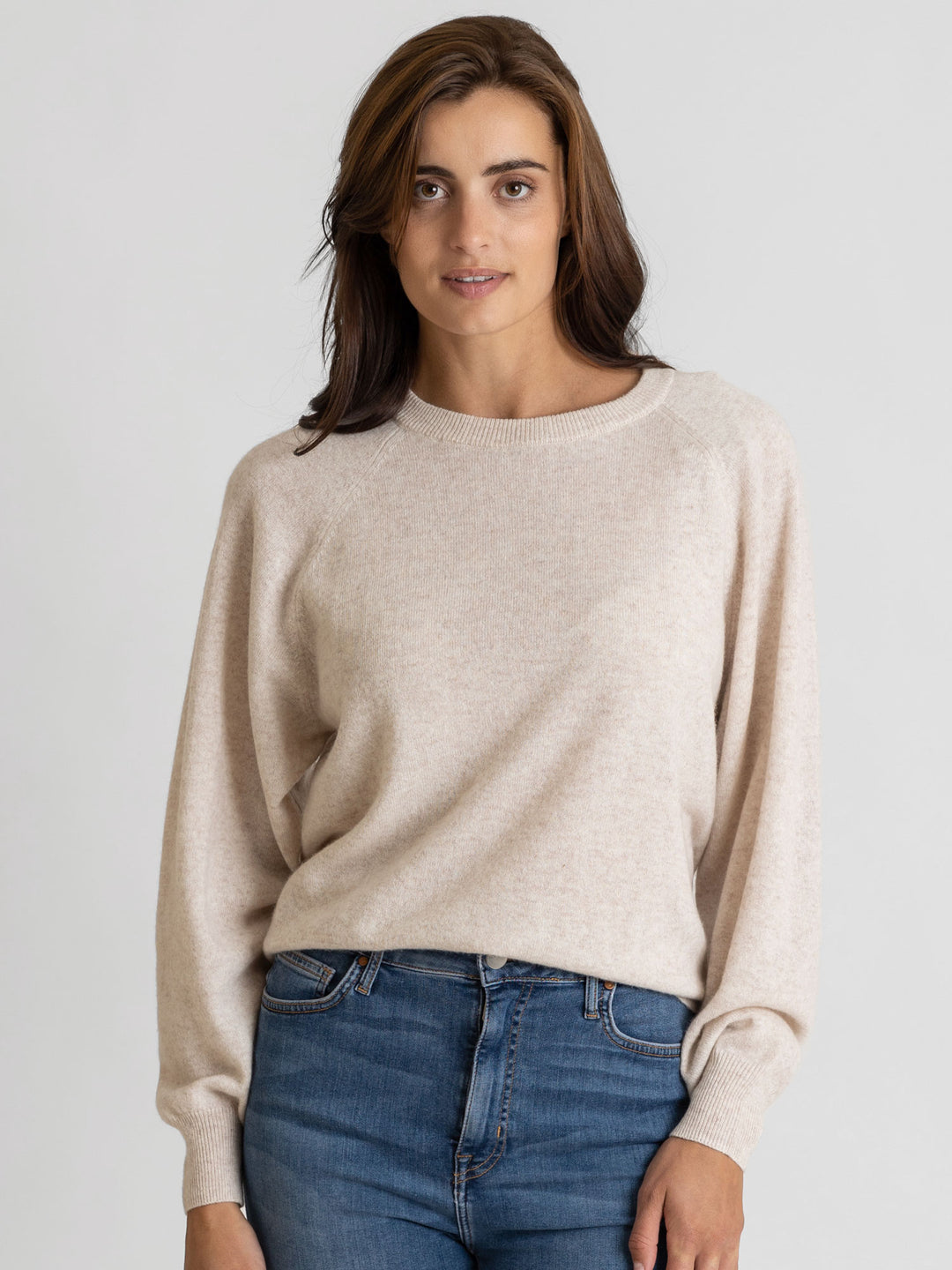 beige cashmere sweater embla, o-neck, long sleeved,, 100% cashmere from kashmina, norwegian design