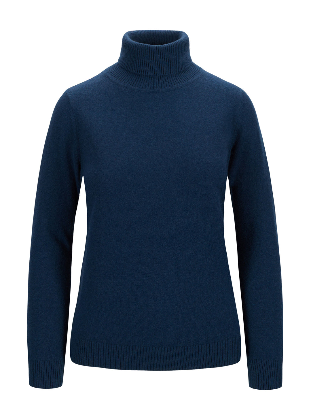 Turtleneck cashmere sweater, mountain blue color. 100% pure cashmere. Scandinavian design by KASHMINA of Norway.