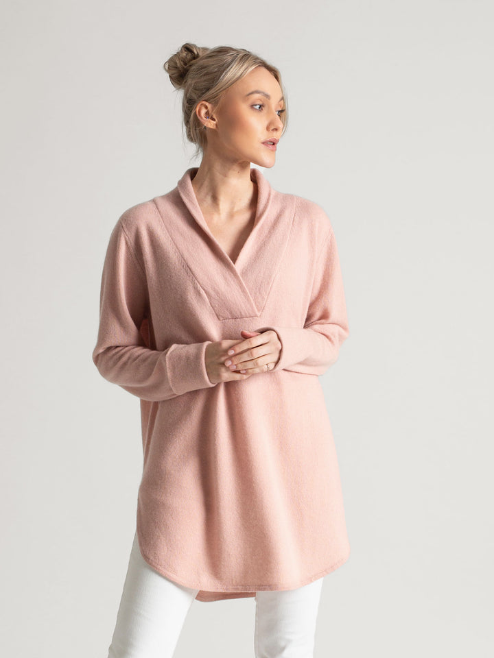 cashmere sweater Ida in 100% cashmere by Kashmina, rose glow color