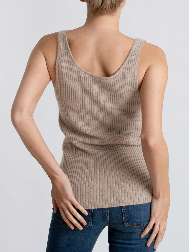 Cashmere singlet "Lilly", 100% cashmere rib knitted