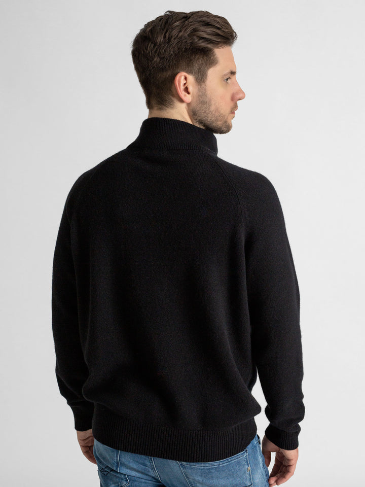 Mens cashmere sweater "frost" 100% cashmere from Kashmina. Color: Black