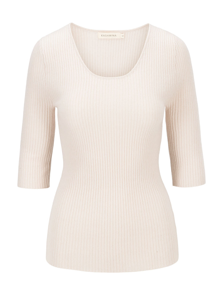 Cashmere sweater "Fanny" 100% cashmere from Kashmina. Color pearl