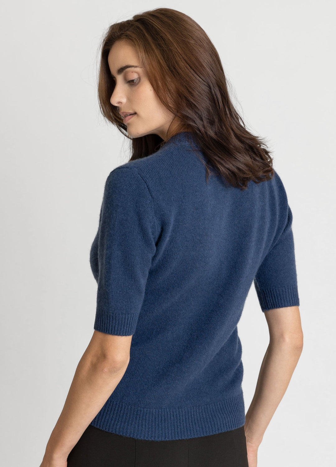 Shortsleeved cashmere sweater, deep blue, luxury kashmina norwegian design sustainable fashion