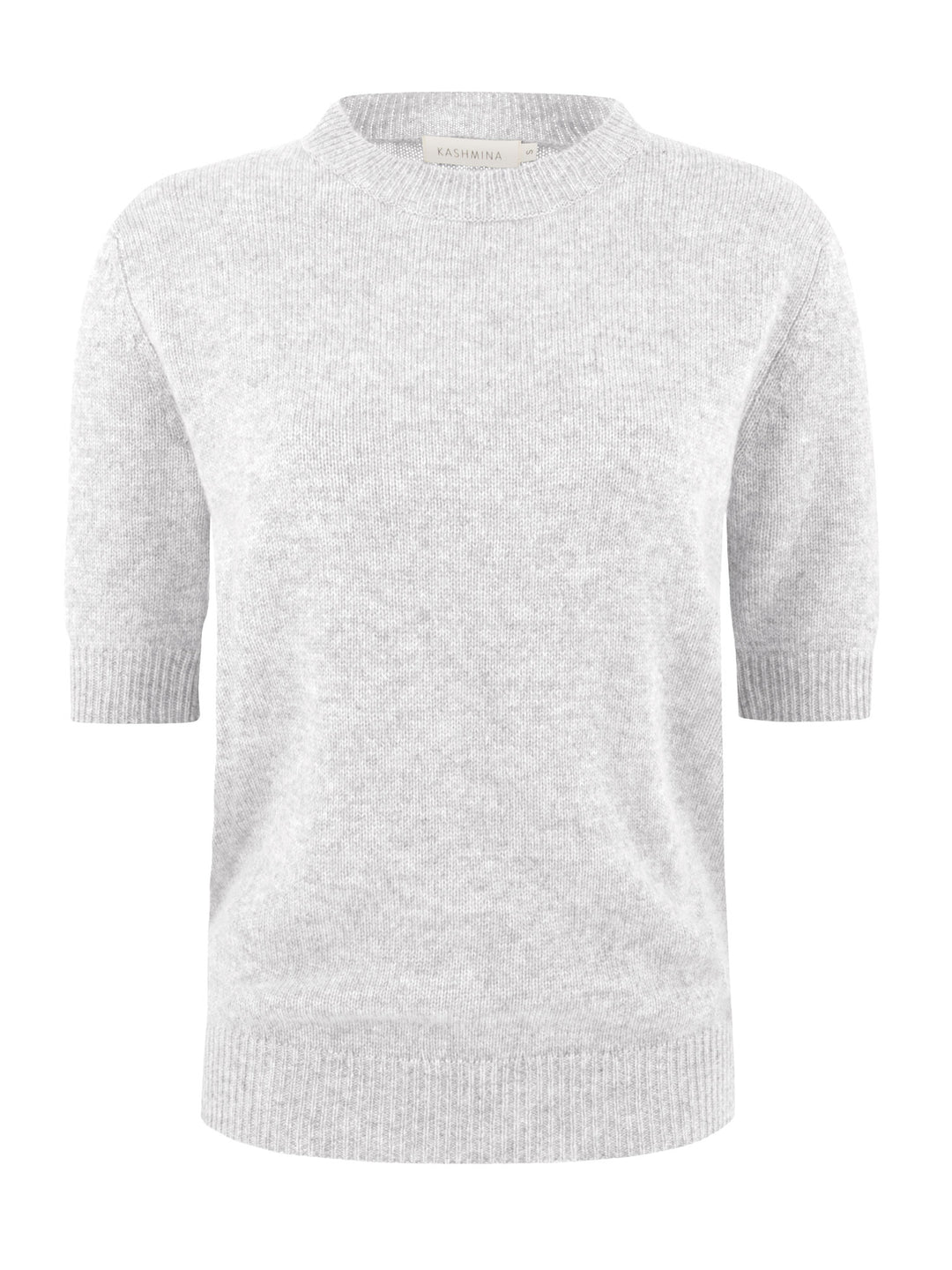 Short sleeved cashmere sweater, light grey, from Kashmina, 100% pure cashmere, natural