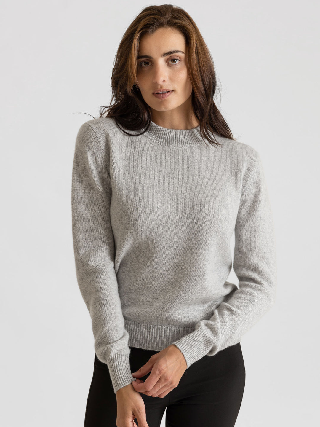 Cashmere sweater Sofia Long light grey 100% pure cashmere