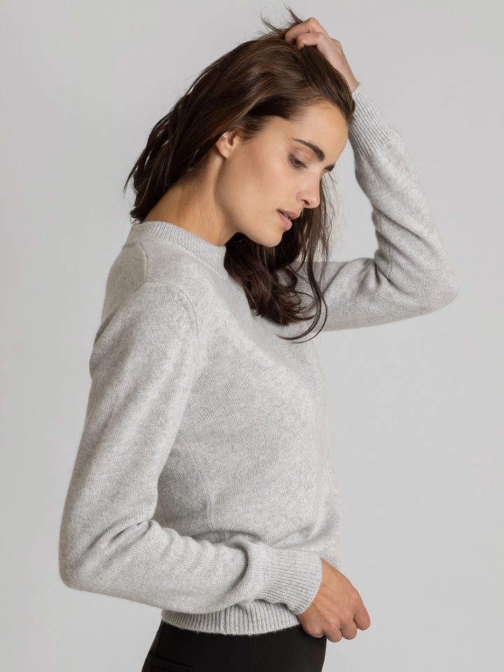 Cashmere sweater Sofia Long light grey 100% pure cashmere