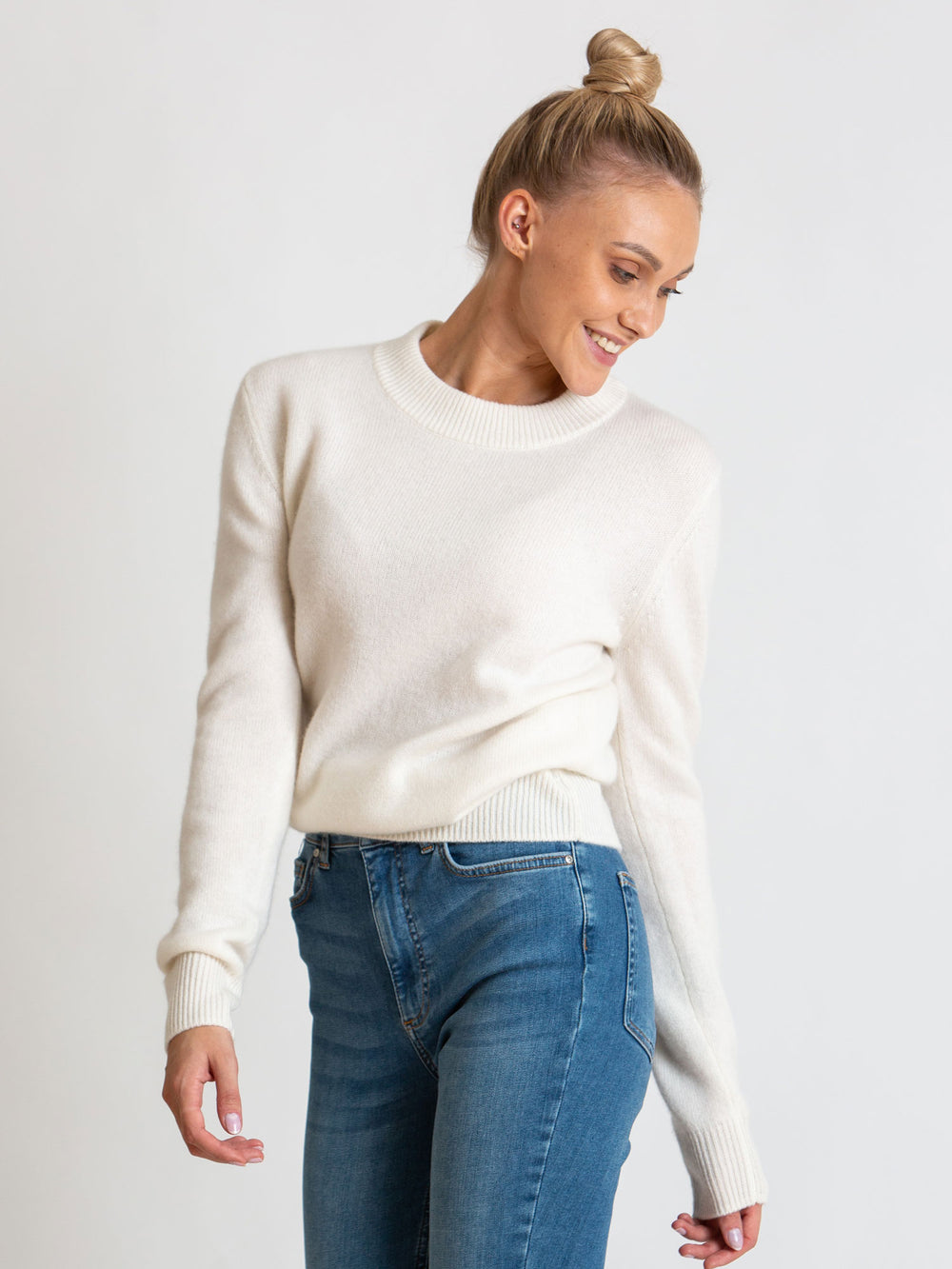 Cashmere sweater Sofia Long white 100% pure cashmere