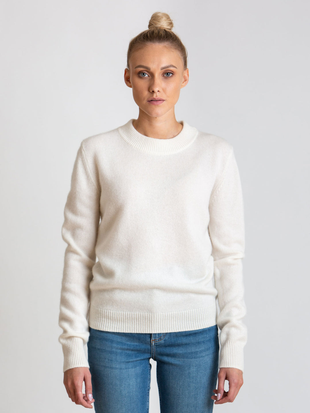 Cashmere sweater Sofia Long white 100% pure cashmere