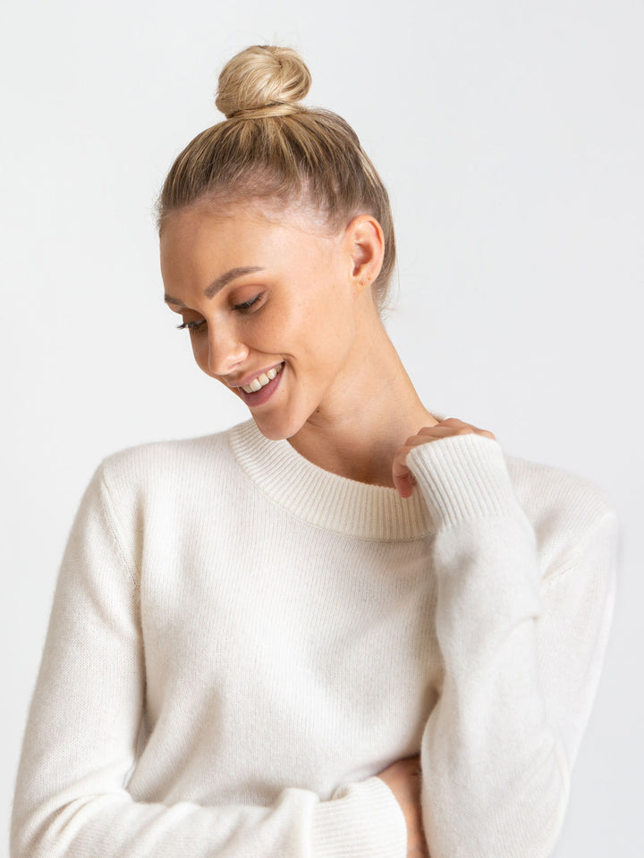 Cashmere sweater Sofia Long white 100% pure cashmere