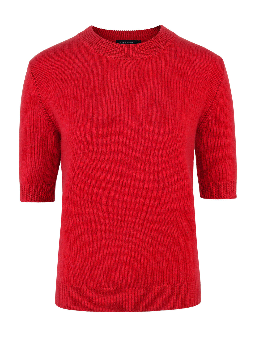 Short sleeved cashmere sweater, red, from Kashmina, 100% pure cashmere, natural
