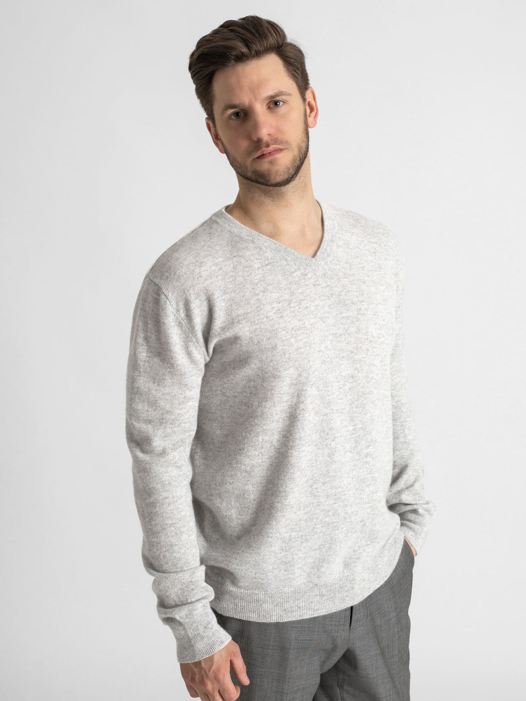 Pure Cashmere Mens Cashmere V Neck Jumper Cashmere Sweater Men