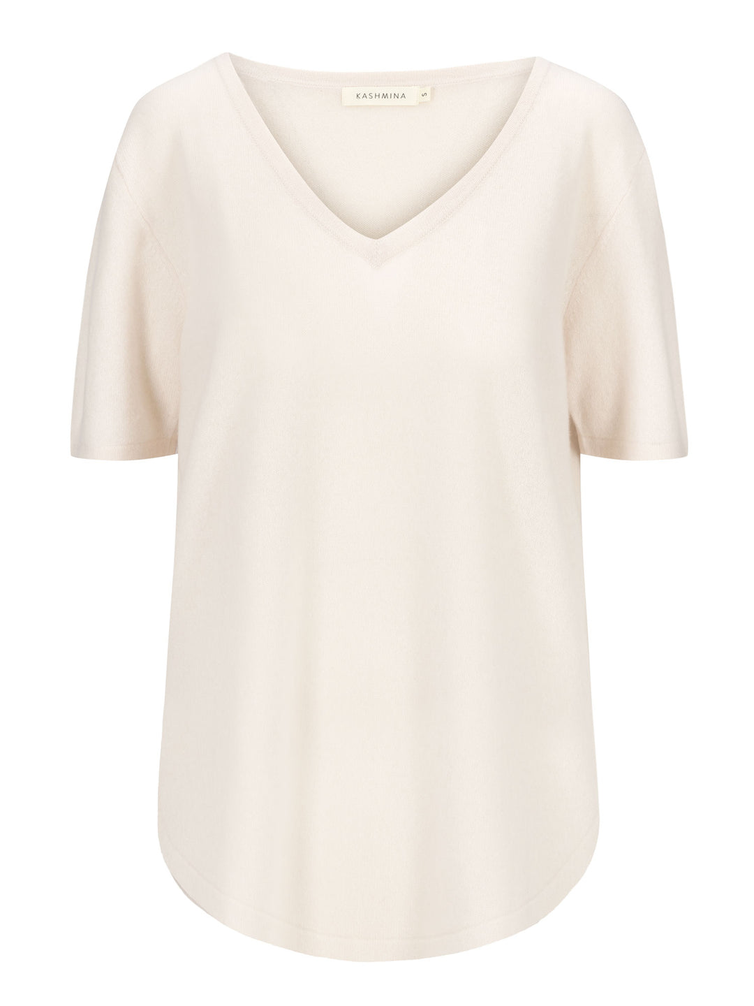 Cashmere T-shirt "Iben" 100% cashmere from Kashmina. Scandinavian design. Color pearl