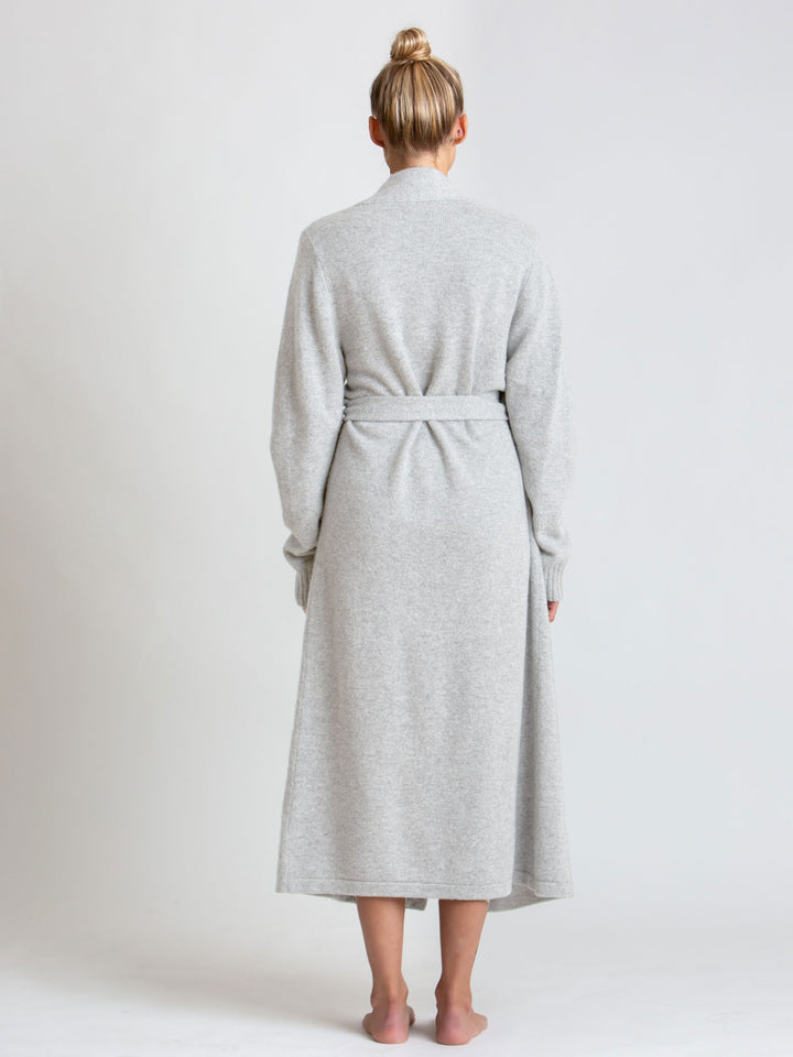 cashmere robe from kashmina, 100% pure cashmere wool, comfort, light grey