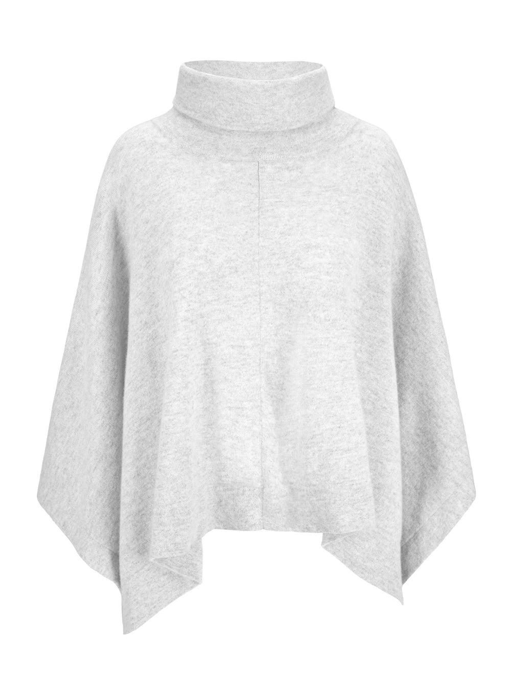 cashmere poncho, turtle neck, light grey in 100% pure cashmere. Scandinavian design.  Edit alt text
