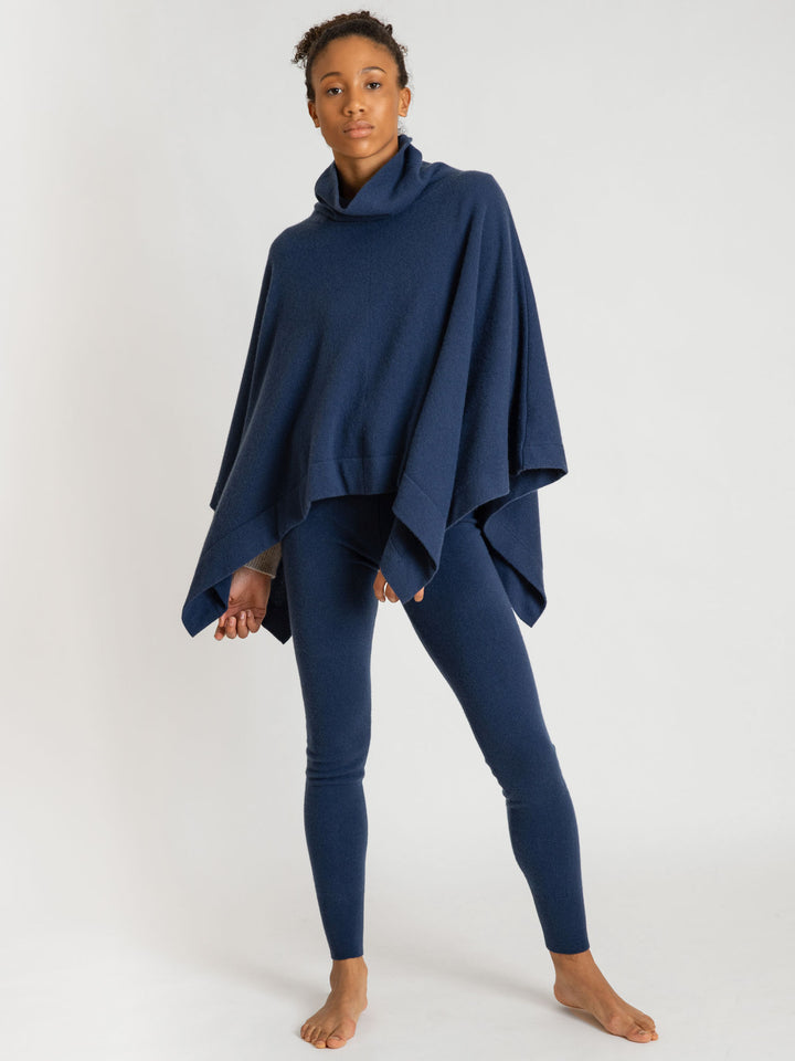 cashmere poncho, turtle neck, mountain blue 100% pure cashmere.