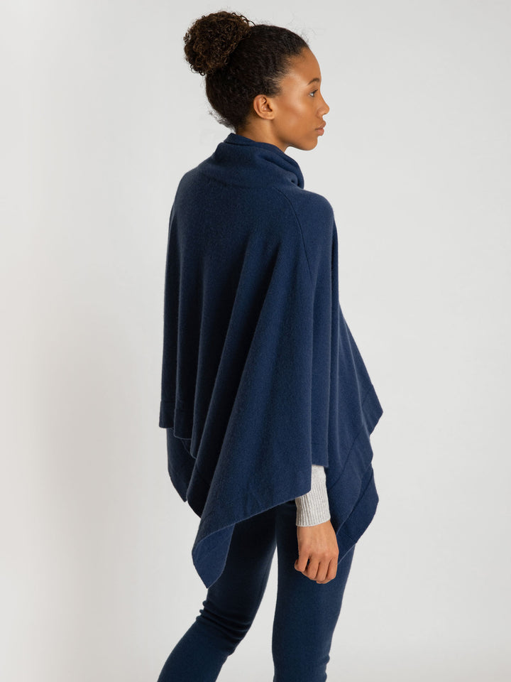 cashmere poncho, turtle neck, mountain blue 100% pure cashmere.