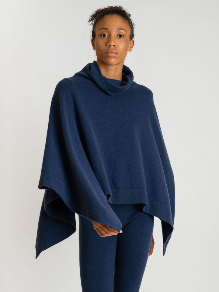 cashmere poncho, turtle neck, mountain blue 100% pure cashmere.