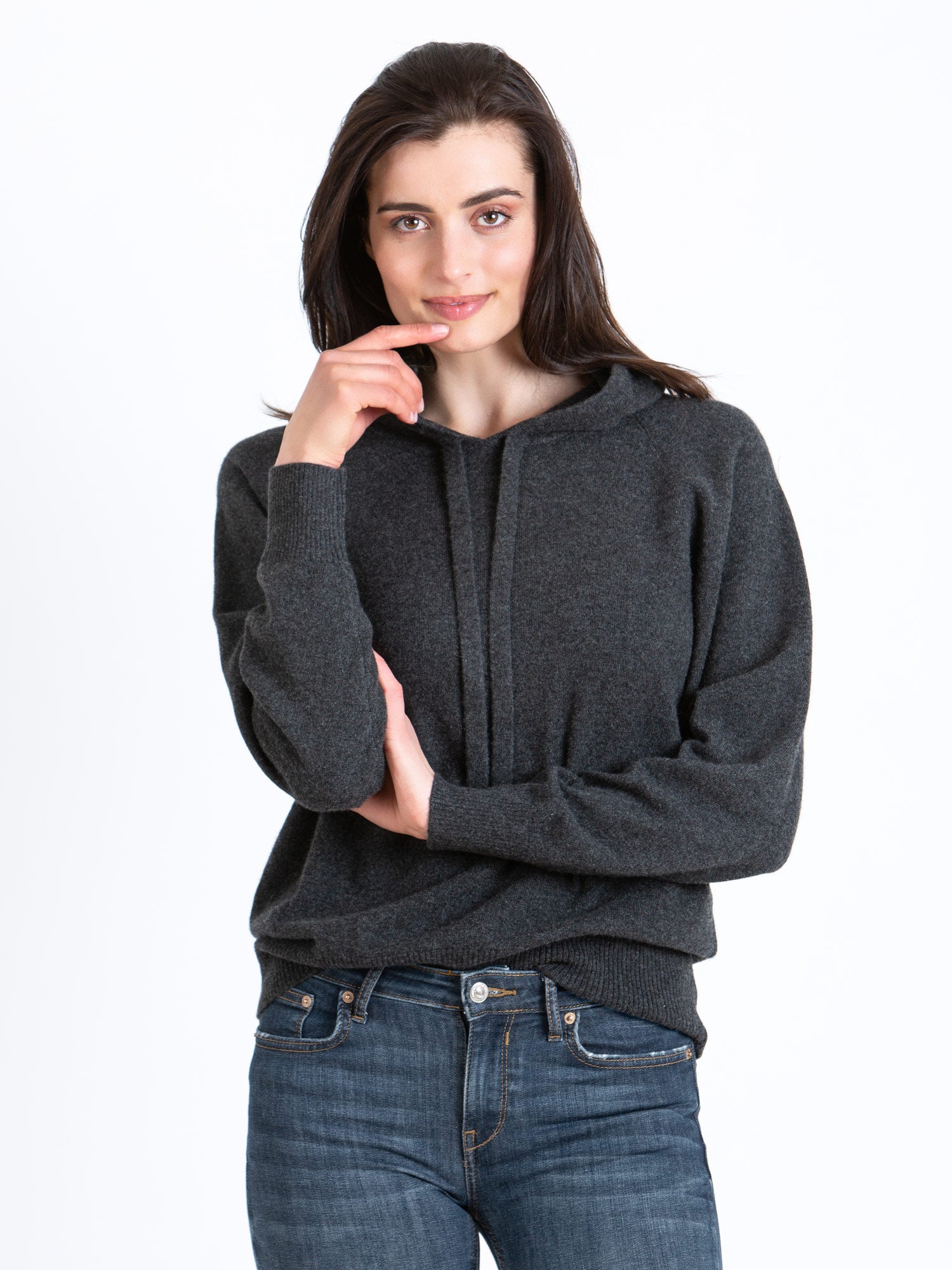 Gray cashmere hoodie online